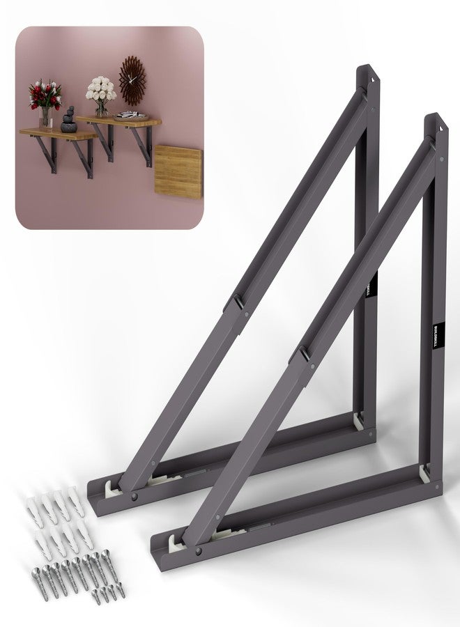 BUILDSKILL حامل رف قابل للطي من Buildskill مقاس 20 بوصة، حامل طاولة قابل للطي شديد التحمل بسمك 1.2 مم، مقاوم للتآكل وتصميم موفر للمساحة، حوامل لأرفف الحائط ومحطات العمل، للاستخدام المنزلي والمكتبي (رمادي داكن) (مجموعة من قطعتين) - Image 1